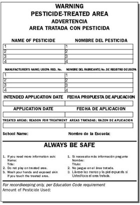 Pesticide-treated area notice-of-application sign 